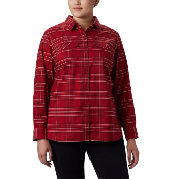 Dámské Košile Columbia Silver Ridge Long Sleeve Flannel Top Plus Size Červené NTEAKJ397